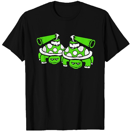 2 turtles shell gun shooting war attack tank team T Shirts