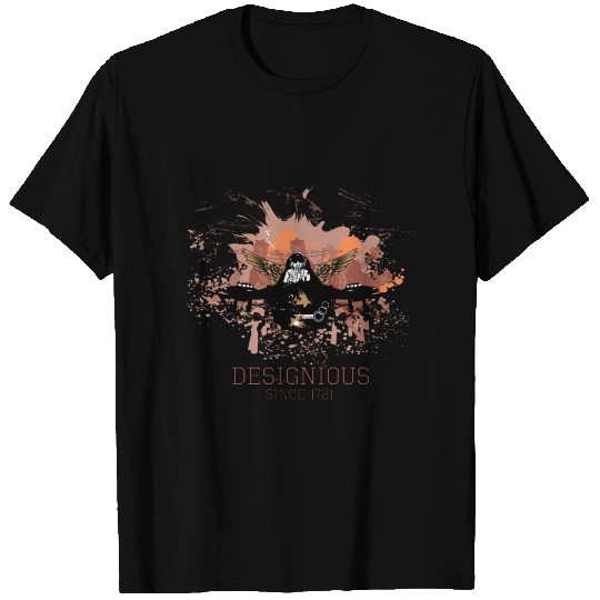 Winged Pilot — Grunge Military Art Design T Shirts