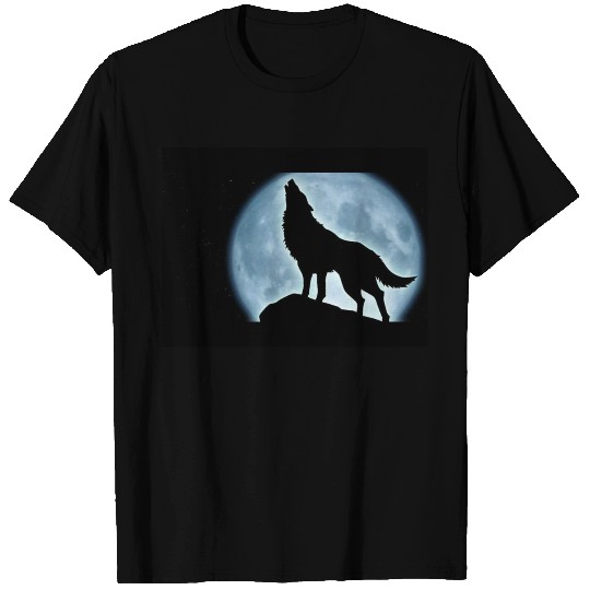 Wolf howling in the moonlight T Shirts