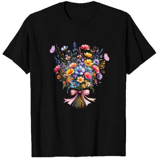 Flower Bouquet and Butterflies T Shirts