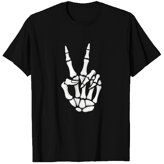 Skeleton Hand Peace Sign Cool Halloween T Shirts
