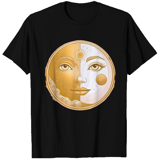 Celestial  Lunar Sun Face Art T Shirts
