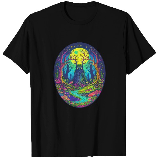 Psychedelic Forest Spirit – Glowing Tree Guardian T Shirts