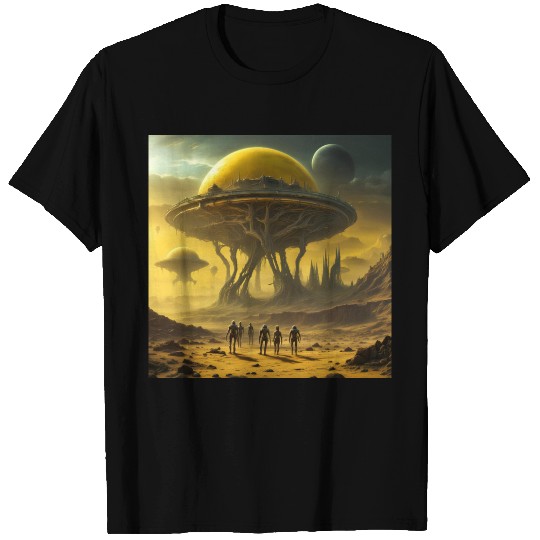 Alien Planetary Forest with Floating Cities T Shirts