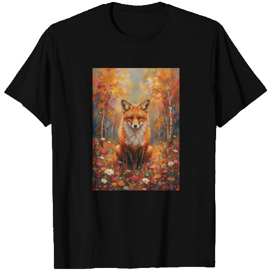 Red Fox Oil Painting T Shirts