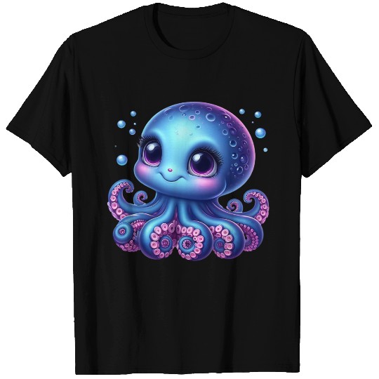 Colorful Cartoon Octopus Illustration T Shirts