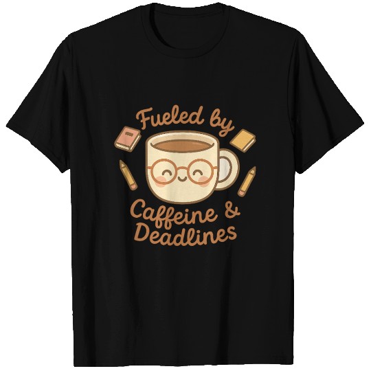 Caffeine & Deadlines Coffee Lover Design T Shirts
