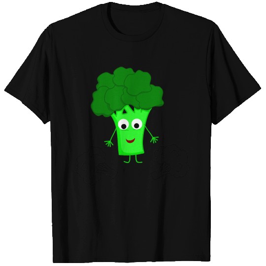 Whimsical Broccoli Character Design T Shirts