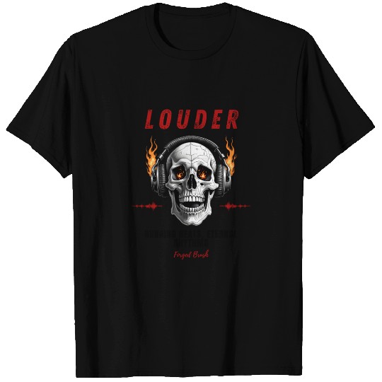 Flaming Skull Headphones – Rock & Roll Design T Shirts