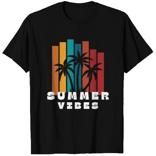 Sunset Palm Summer Vibes Design T Shirts