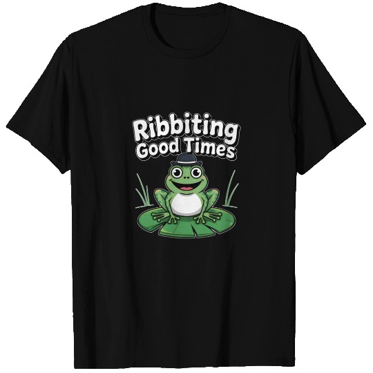 Whimsical Frog with Hat and Lily Pads T Shirts