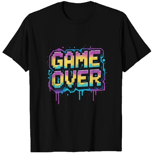 Pixelated Game Over Graffiti Design T Shirts
