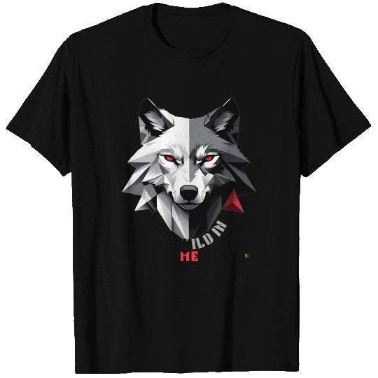 Fierce Wolf Geometric Design T Shirts