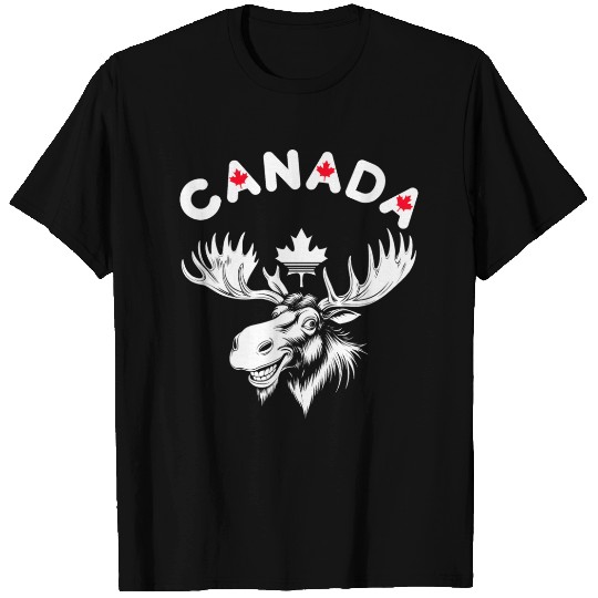 Canadian Moose with Maple Leaf Emblem T Shirts