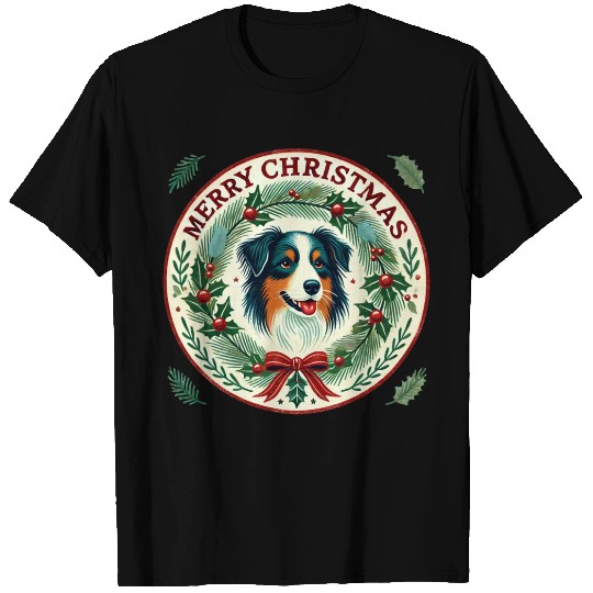 Merry Christmas Australian Shepherd T Shirts