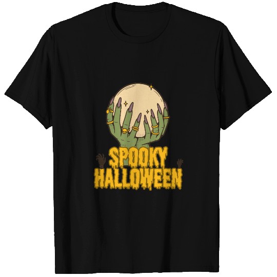 Spooky Halloween Hands Holding Moon T Shirts