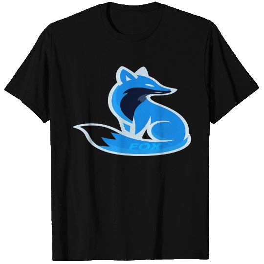 Dynamic Blue Fox Emblem Design T Shirts
