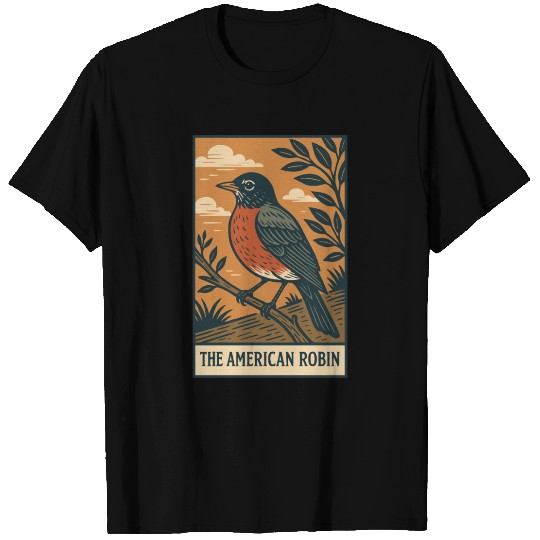 American Robin Nature Illustration T Shirts