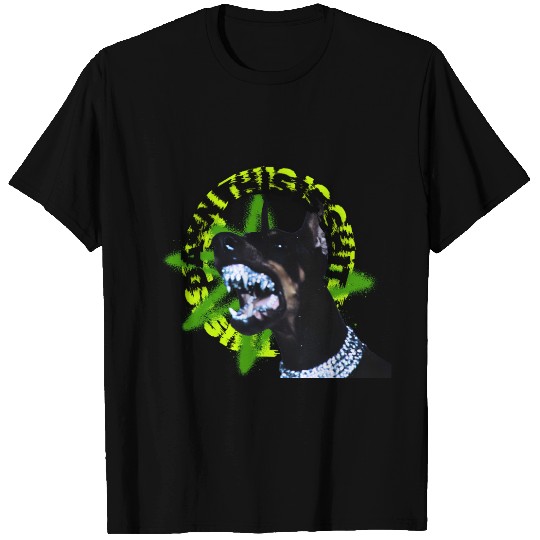 Aggressive Doberman with Spiked Text T Shirts