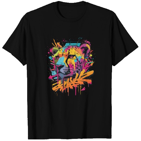Vivid Graffiti Cheetah Art T Shirts
