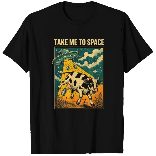 Cosmic Cow UFO Encounter Print T Shirts