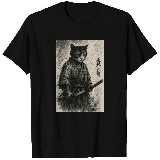 Samurai Cat Warrior Vintage Japanese Art Design T Shirts