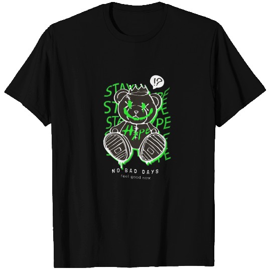 Neon Green Grunge Teddy Bear Design T Shirts