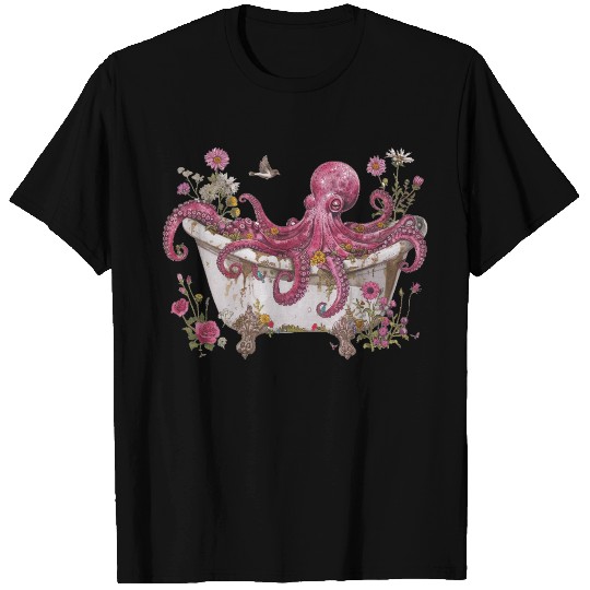 Cottagecore Octopus in Bathtub Vintage T Shirts