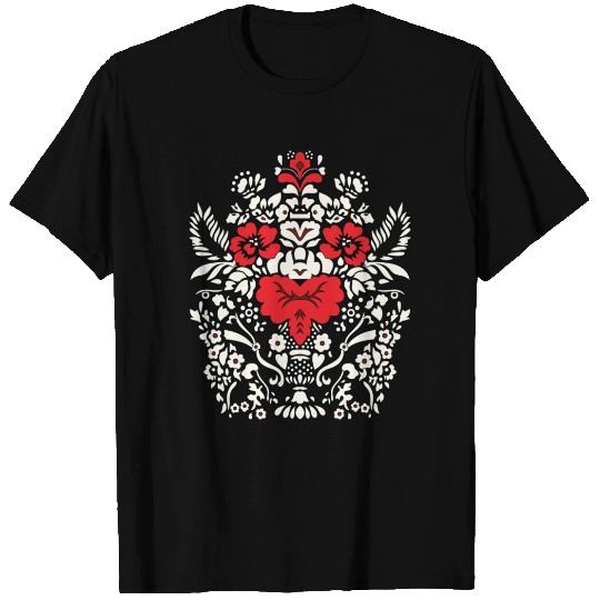 Intricate Floral Skull Design T Shirts