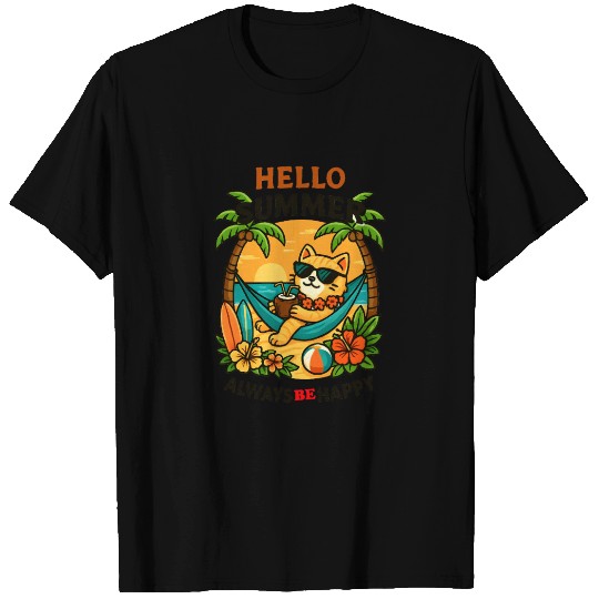 Summer Cat Relaxing in Paradise T Shirts