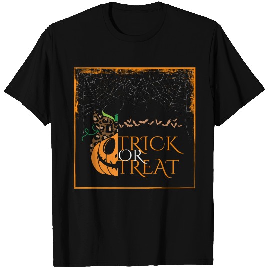 Spooky Halloween Pumpkin with Animal Print Accent T Shirts