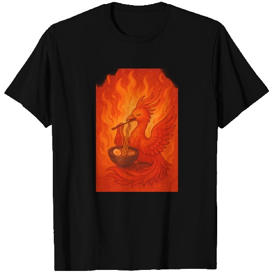 Fiery Phoenix with Ramen Bowl T Shirts