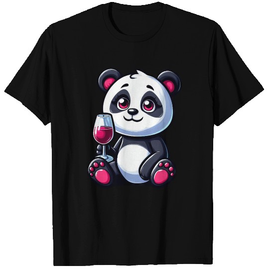 Cute panda red wine wine lover cartoon vineyard T Shirts
