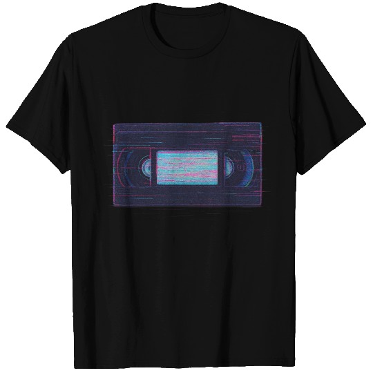 Retro VHS Tape Neon Glow Design T Shirts