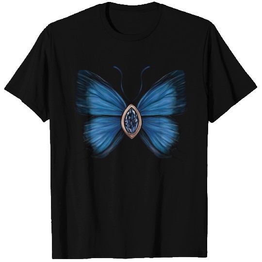 September Sapphire Blue Butterfly Gemstone Design T Shirts