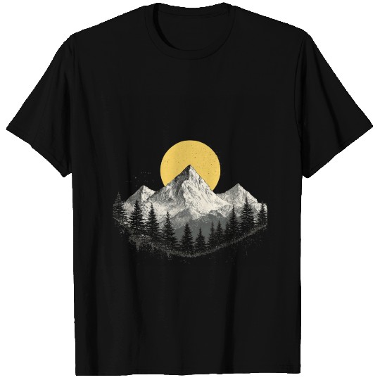 Mountain Silhouette with Full Moon T Shirts