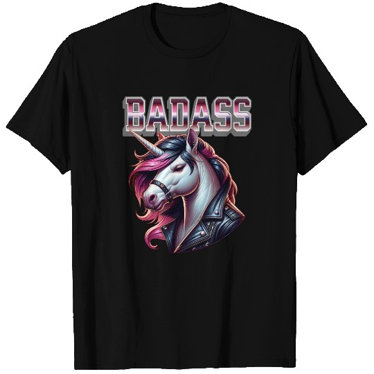 Unicorn Badass Leather Jacket Design T Shirts