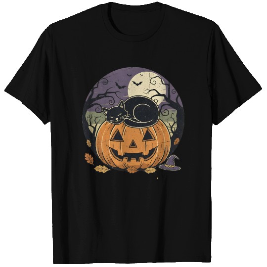 Spooky Cat Nap Pumpkin | Halloween Party Design T Shirts