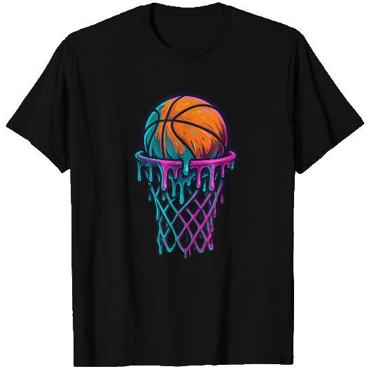 Colorful Splash Basketball Ice Cream Design T Shirts