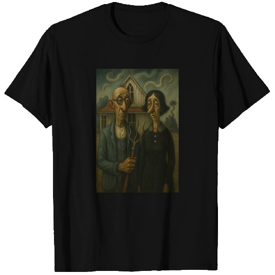 Eerie Couple Portrait in Surreal Style T Shirts