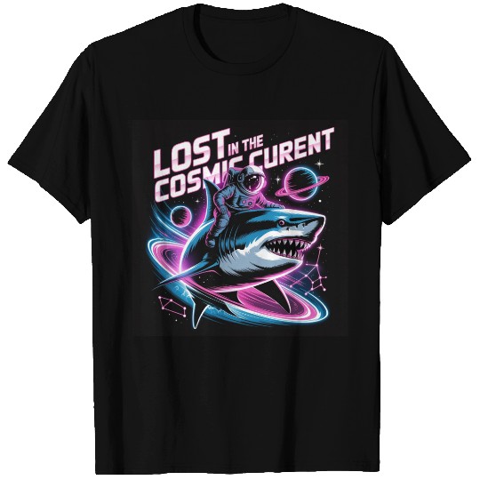 Lost in Cosmic Adventure Shark T Shirts