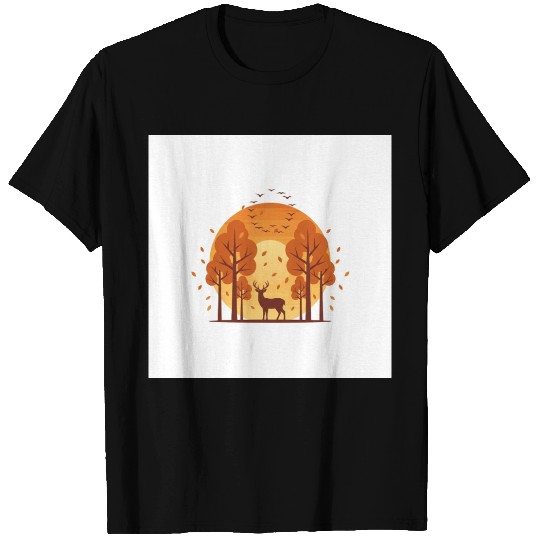 Autumn Sunset Forest Scene T Shirts