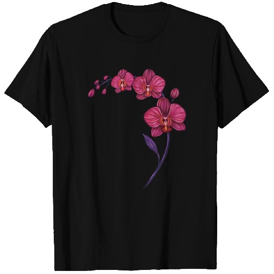 Elegant Violet Pink Orchid Flower Branch Design T Shirts