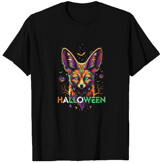 Neon Halloween Fox with Jack-o'-Lanterns T Shirts
