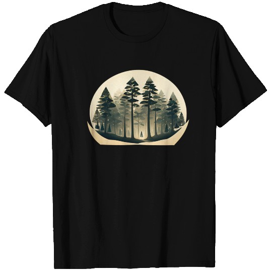 Mystical Forest Circle Design T Shirts