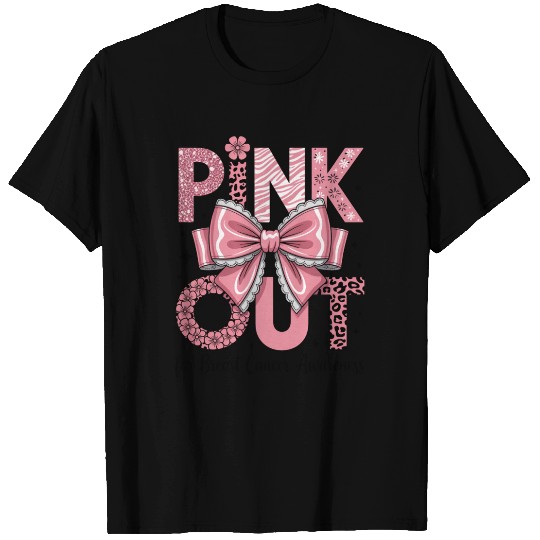 Pink Out Breast Cancer Awareness Coquette Bow  T Shirts
