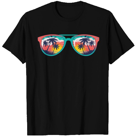Sunset Palm Tree Tropical Sunglasses T Shirts