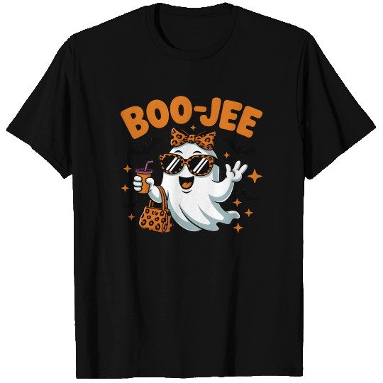 Boo-Jee Ghost Cute Leopard Print Halloween Boojee T Shirts