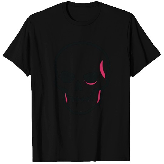 Neon Pink Skull Graphic Design T Shirts