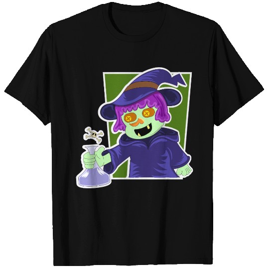 Playful Zombie Witch Cartoon Design T Shirts